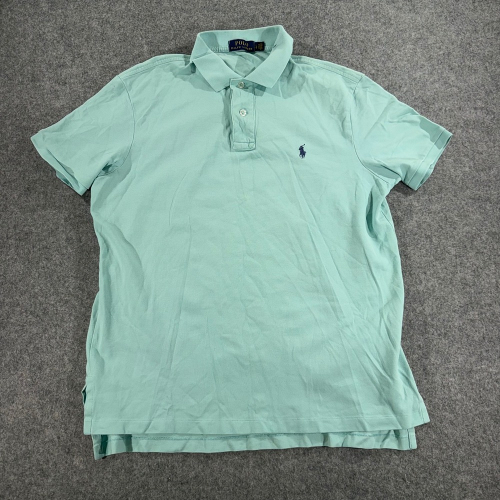 Polo Ralph Lauren Mens Mint Green Cotton Pique Short Sleeve Polo Shirt Large